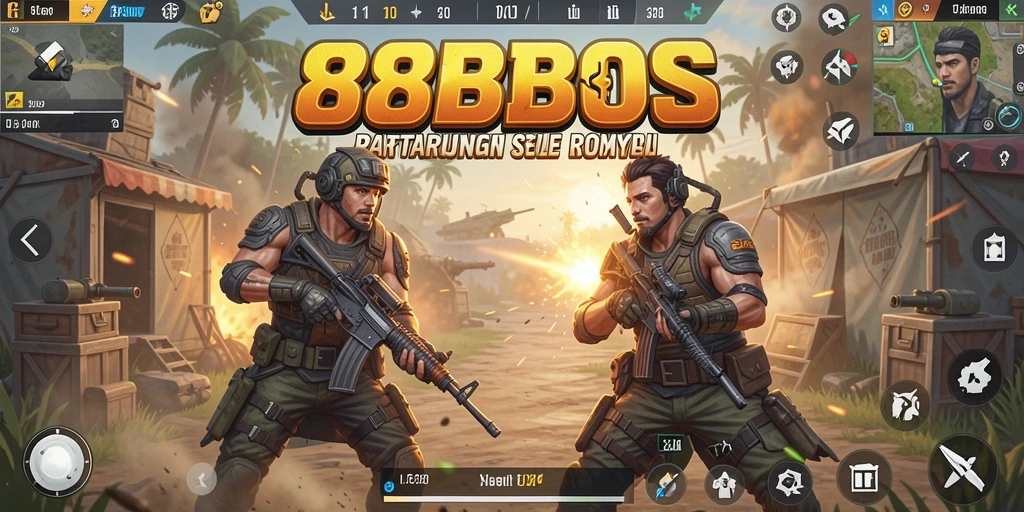 Tangkapan layar mendebarkan dari gameplay Battle Royale di 88BOS.