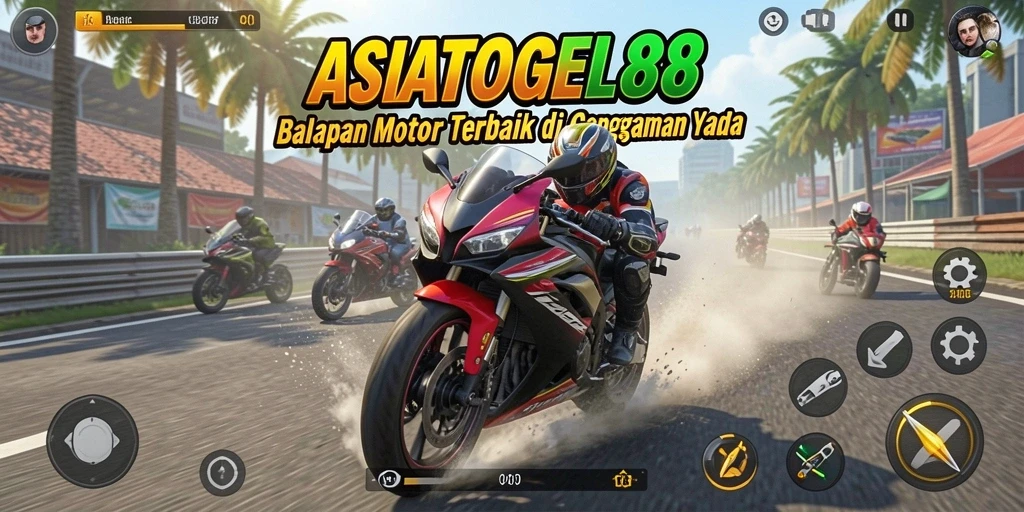 Tampilan gameplay mendebarkan dari ASIATOGEL88 saat balapan di lintasan.