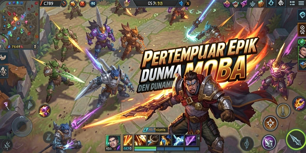 Screenshot C789 menampilkan aksi pertempuran seru di arena MOBA.