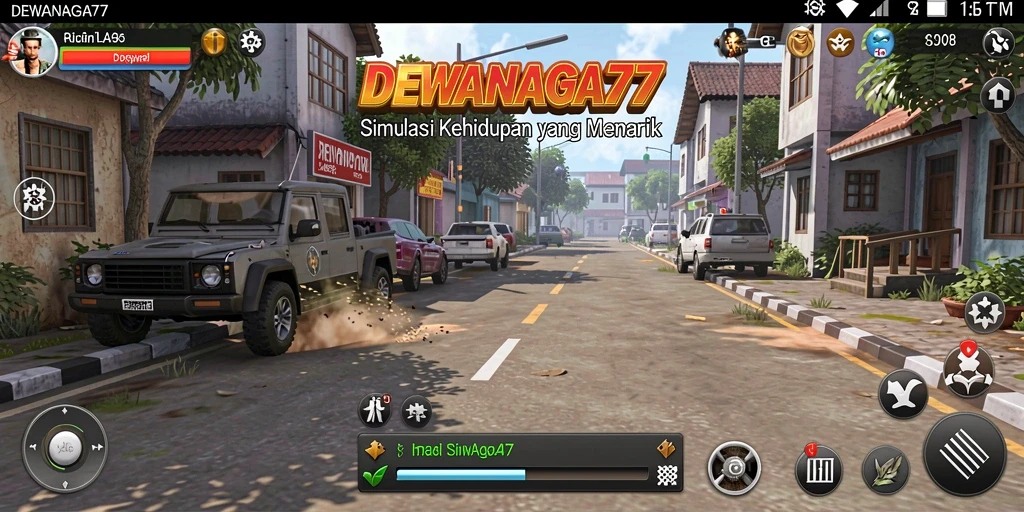 Gameplay DEWANAGA77 dengan tampilan simulasi kehidupan yang menyerupai dunia nyata.