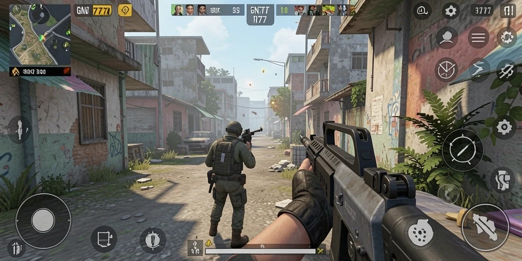 Tampilan gameplay menegangkan dari GN777 dalam aksi TPS.