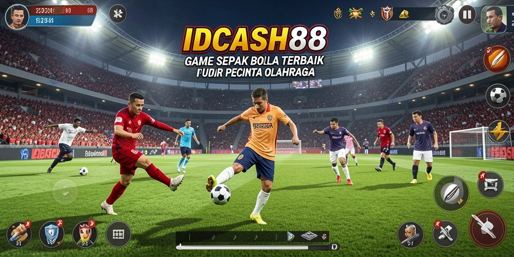 Tampilan gameplay IDCASH88 yang mendebarkan dalam aksi sepak bola.