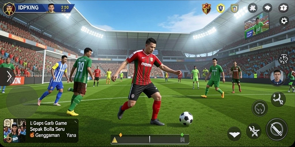 Tangkapan layar <strong>IDPKING</strong> menampilkan pertandingan sepak bola yang mendebarkan.