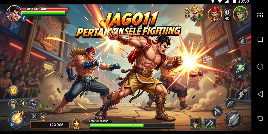 Screenshot utama dari gameplay seru JAGO11 dalam pertarungan Fighting.