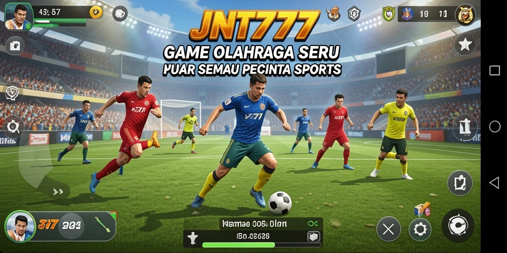 Screenshot utama JNT777 menampilkan aksi permainan olahraga yang mendebarkan.