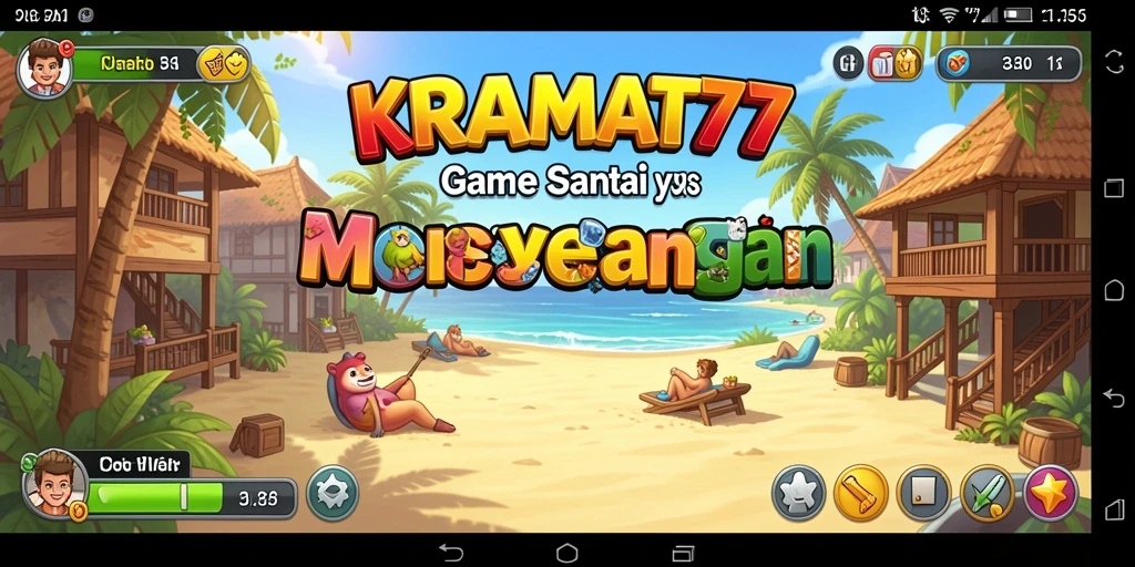 Tampilan gameplay KRAMAT77 yang ceria dan menyenangkan.