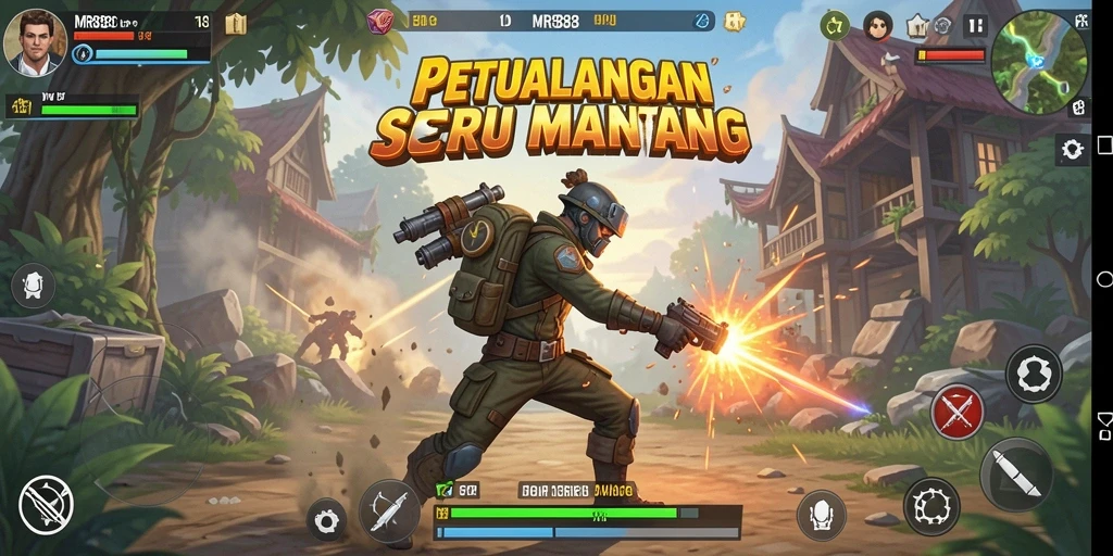 Screenshot gameplay MR888 menampilkan aksi berkecepatan tinggi dan pertarungan yang mendebarkan.