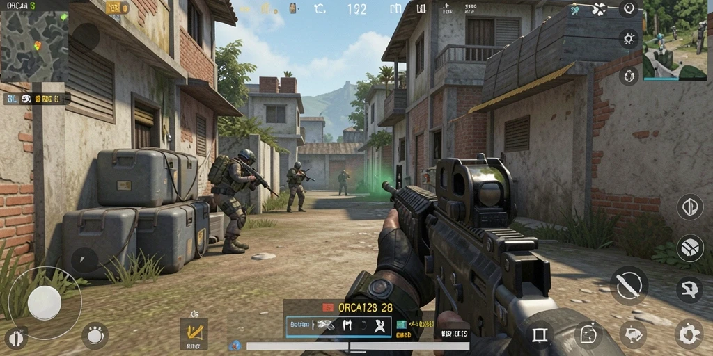 Tangkapan layar permainan ORCA128 menampilkan pertempuran FPS yang mendebarkan.