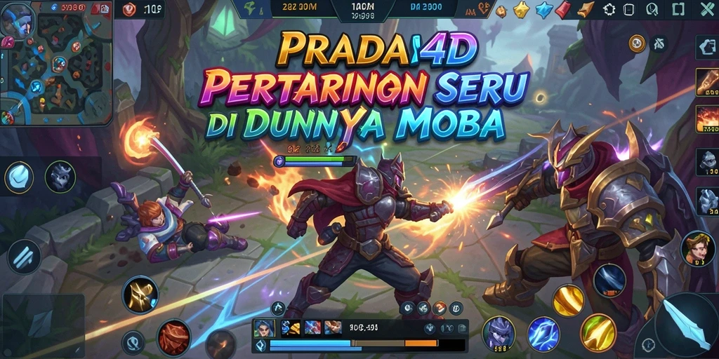 Tangkapan layar pertarungan seru dalam game MOBA PRADA4D.