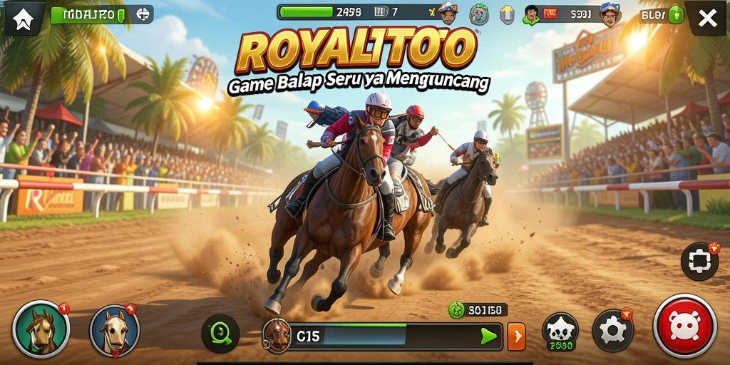 Screenshot gameplay ROYALTOTO menampilkan balapan yang mendebarkan dan grafis fantastis.