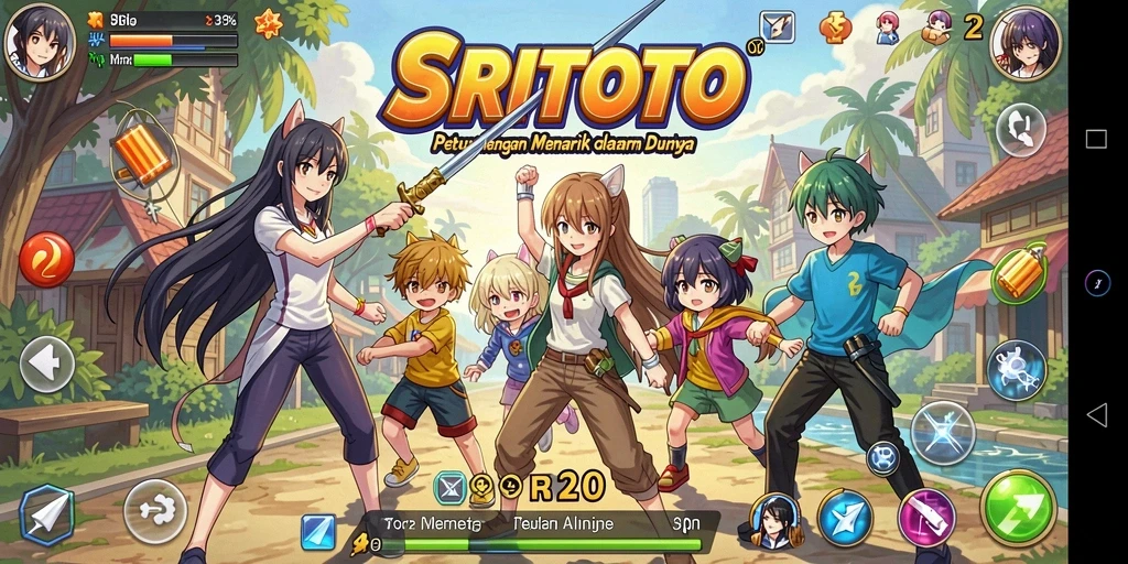Tangkapan layar SRITOTO menunjukkan aksi pertarungan karakter anime yang seru.