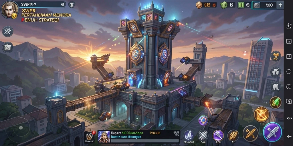 Tangkapan layar gameplay menakjubkan dari SVIP9 dalam genre Tower Defense.