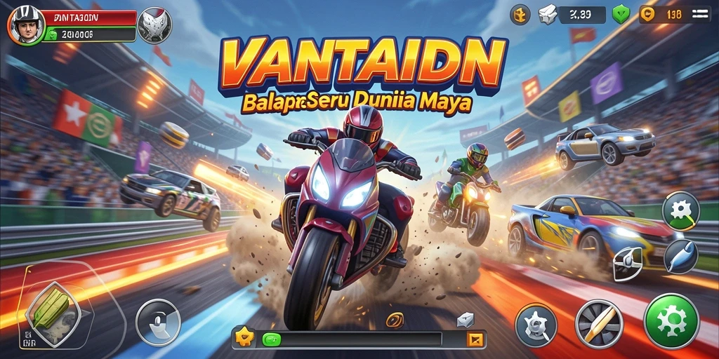 Tampilan gameplay VANTAIDN yang mendebarkan dan seru di lintasan balap.